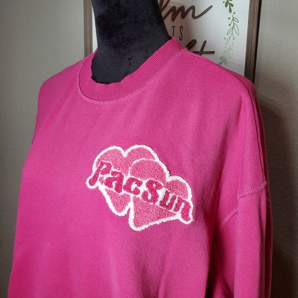 PacSun Love Crew Neck Sweatshirt Women's Size Medium Pink EUC - Picture 14 of 16